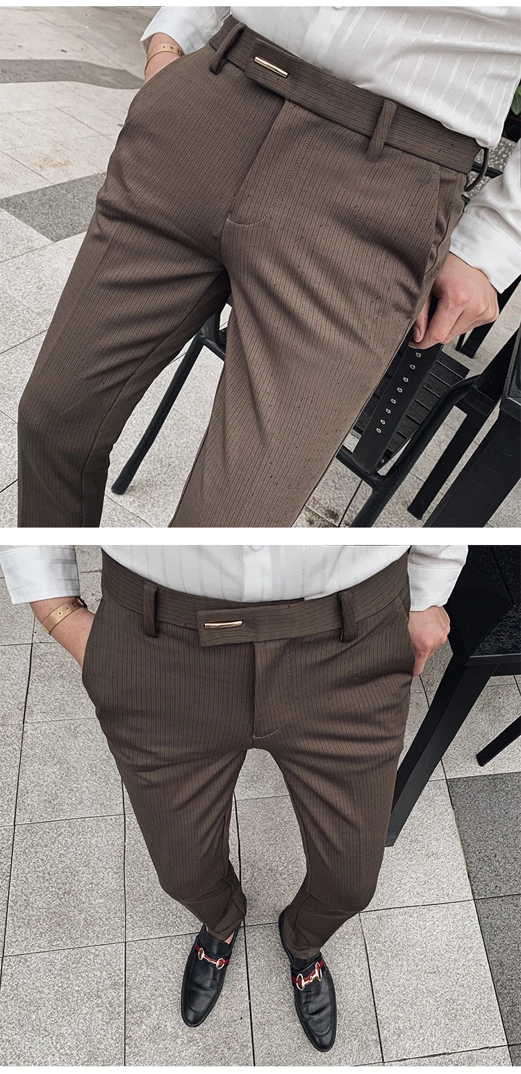 Suit Trousers for Men Dress Pants Autumn New Pinstripe High Quality Business Casual Fashion Men's Clothing Full Length Pants