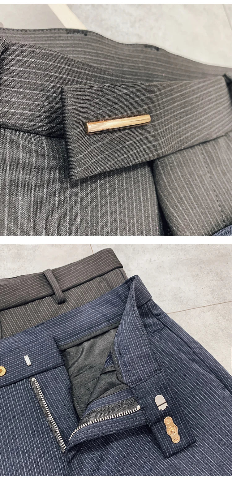 Suit Trousers for Men Dress Pants Autumn New Pinstripe High Quality Business Casual Fashion Men's Clothing Full Length Pants