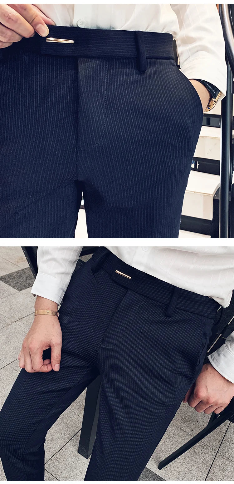 Suit Trousers for Men Dress Pants Autumn New Pinstripe High Quality Business Casual Fashion Men's Clothing Full Length Pants
