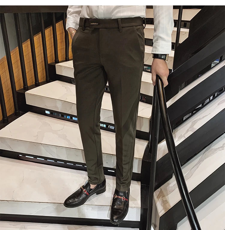 Suit Trousers for Men Dress Pants Autumn New Pinstripe High Quality Business Casual Fashion Men's Clothing Full Length Pants