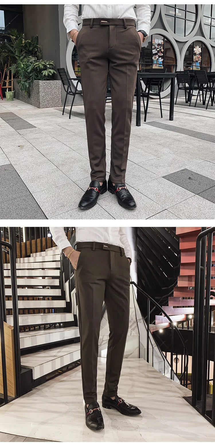 Suit Trousers for Men Dress Pants Autumn New Pinstripe High Quality Business Casual Fashion Men's Clothing Full Length Pants