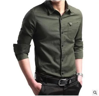 Men Shirt Mens Business Casual Shirts 2020 New Arrival Men Famous Brand Clothing Army Green Long Sleeve Camisa Masculina