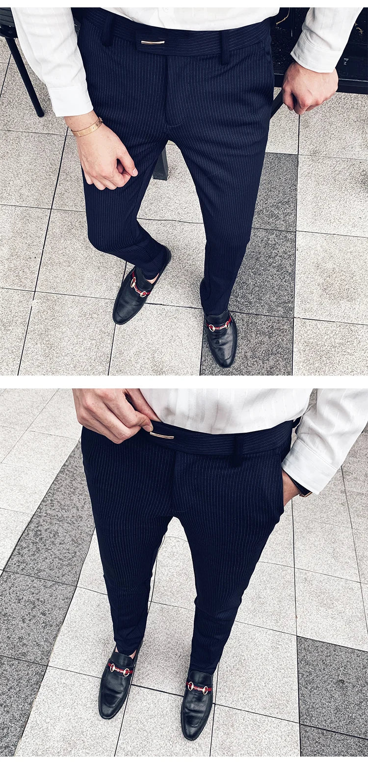 Suit Trousers for Men Dress Pants Autumn New Pinstripe High Quality Business Casual Fashion Men's Clothing Full Length Pants