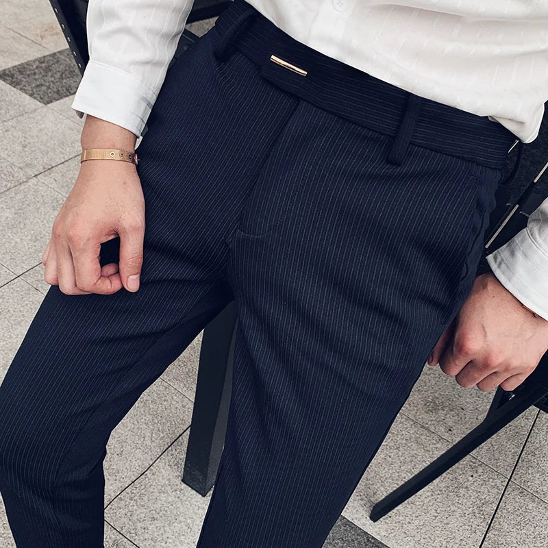 Suit Trousers for Men Dress Pants Autumn New Pinstripe High Quality Business Casual Fashion Men's Clothing Full Length Pants
