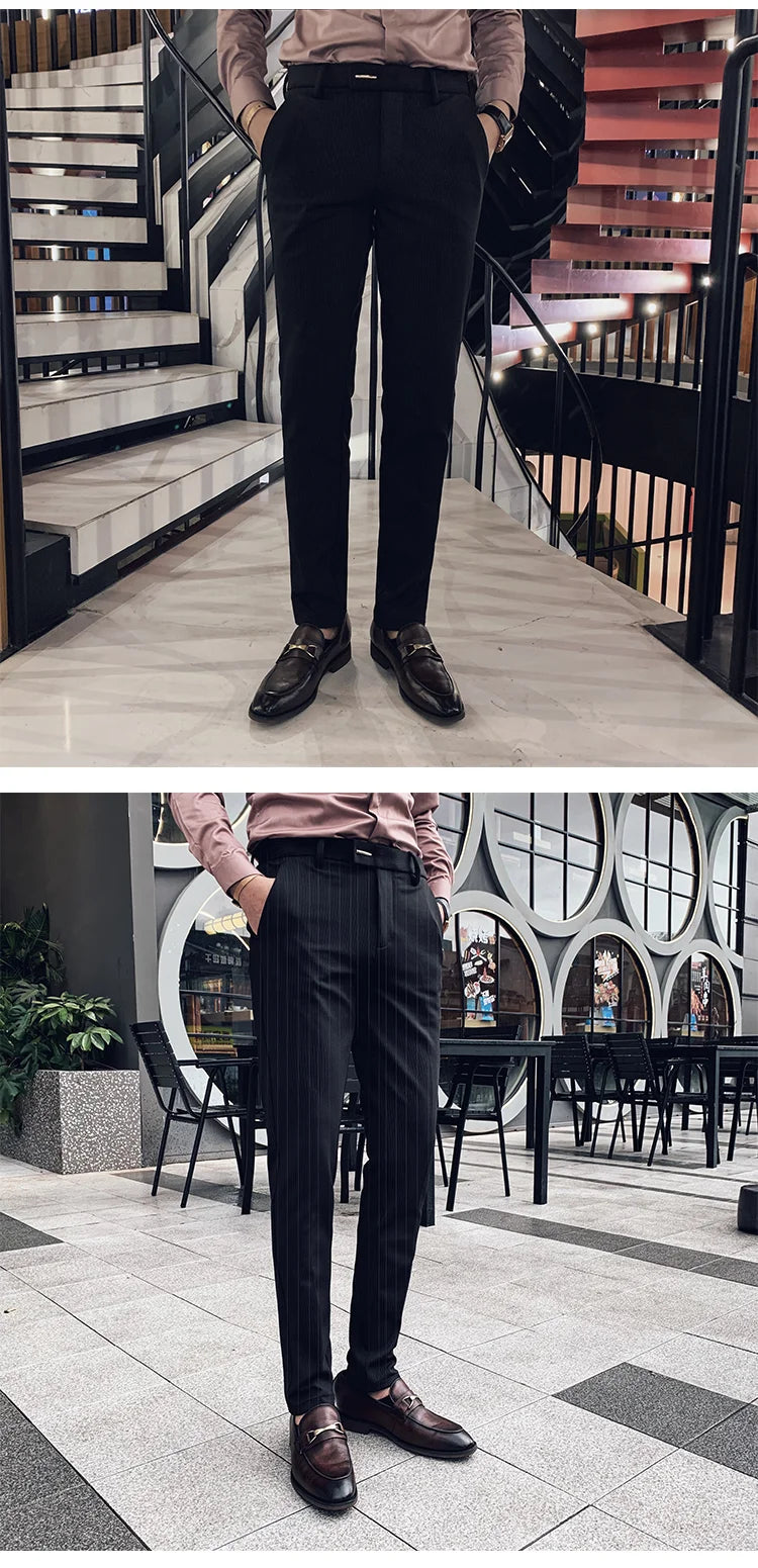Suit Trousers for Men Dress Pants Autumn New Pinstripe High Quality Business Casual Fashion Men's Clothing Full Length Pants
