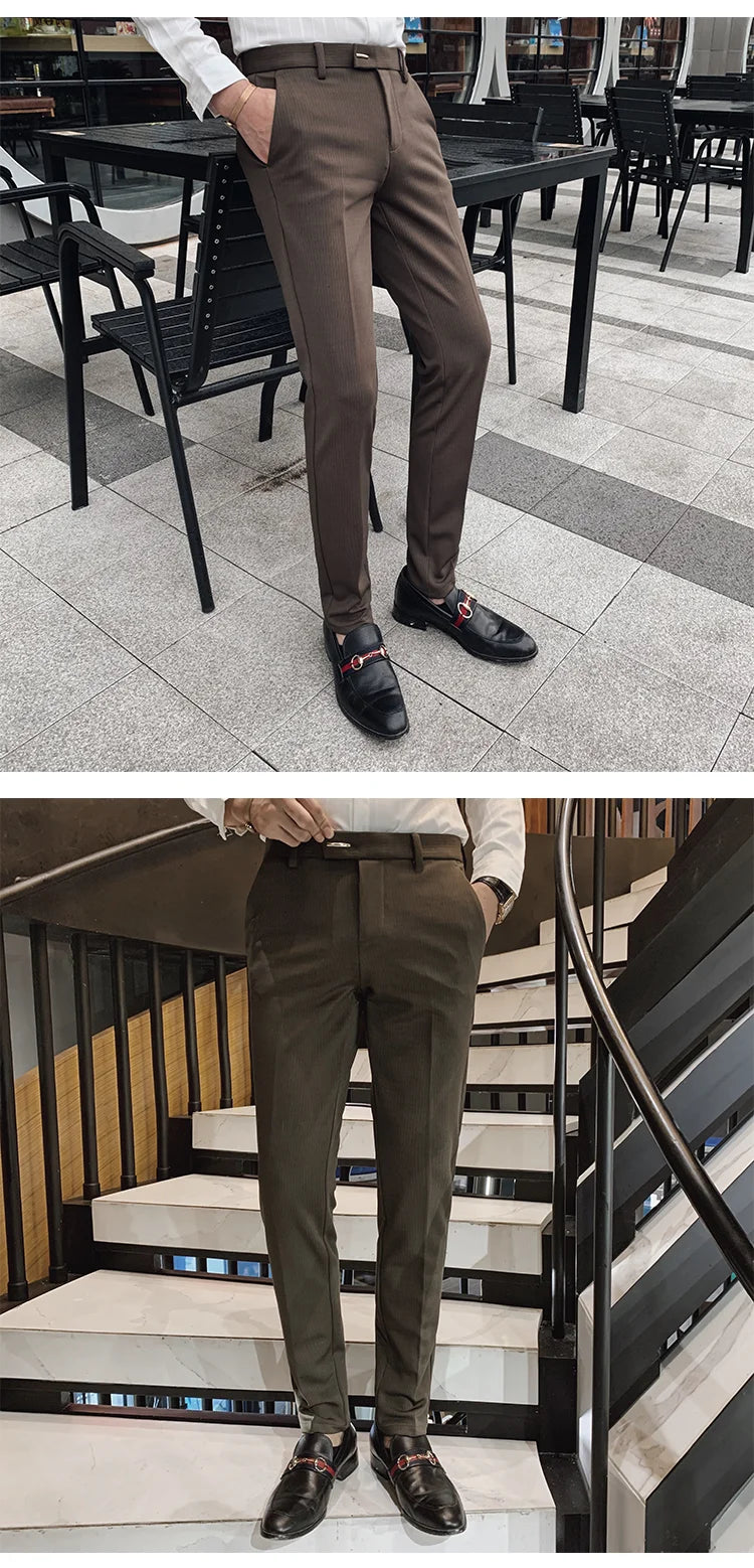Suit Trousers for Men Dress Pants Autumn New Pinstripe High Quality Business Casual Fashion Men's Clothing Full Length Pants