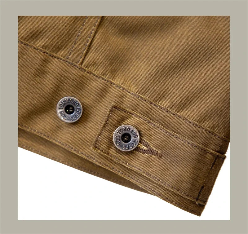 Red Tornado Waxed Canvas Cruiser Jacket Water Resistant Rugged Style Men's Work Outerwear
