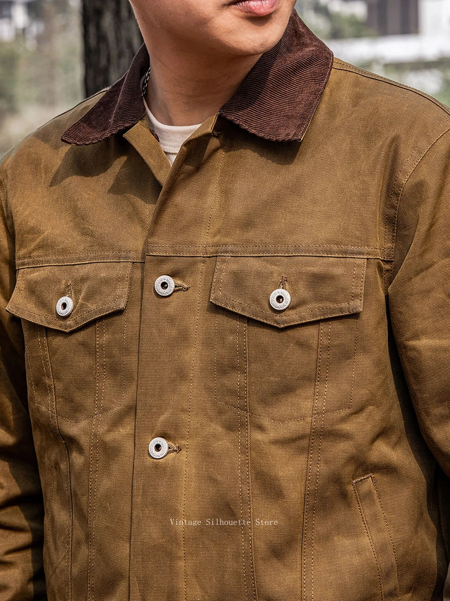 Red Tornado Classic Type 3 Waxed Trucker Jacket American Casual Style Work Wear Coat