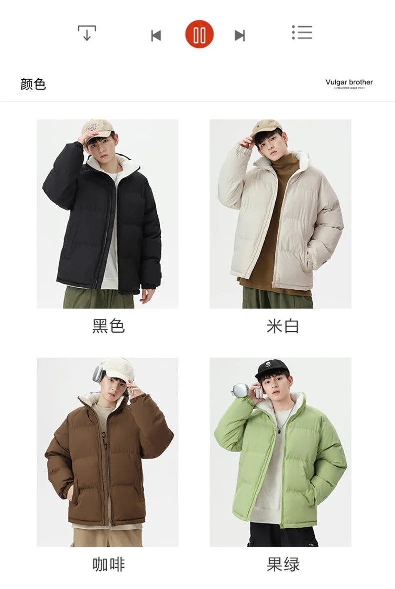 Winter Warm Stand Collar Men Parkas Thickened Windproof Male Cotton Jackets High Quality Korean Fashion Overcoats for Men Hot
