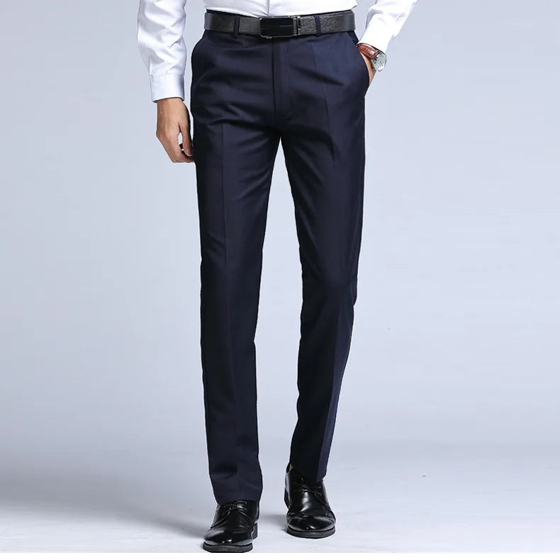New Men's Dress Suit Pants Elastic Straight Formal Business Office Club Party Trousers for Men Solid Slim Casual Pants Oversize