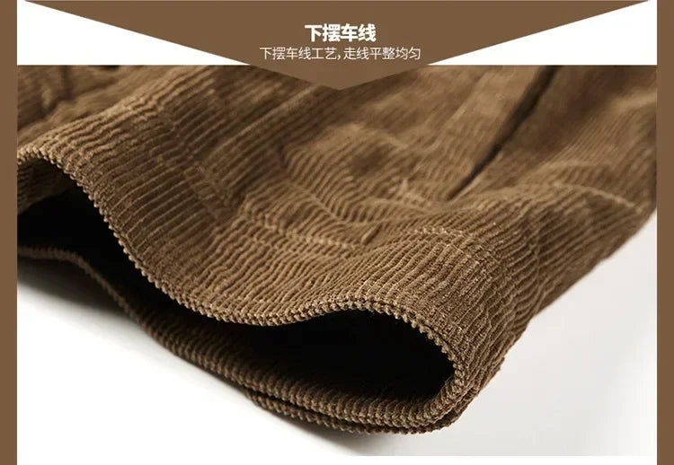 Male Cotton Jackets Padded Warm Loose Parka Coat Corduroy Short Jacket Man Solid Zip Windbreaker Winter Men's Fleece Jacket