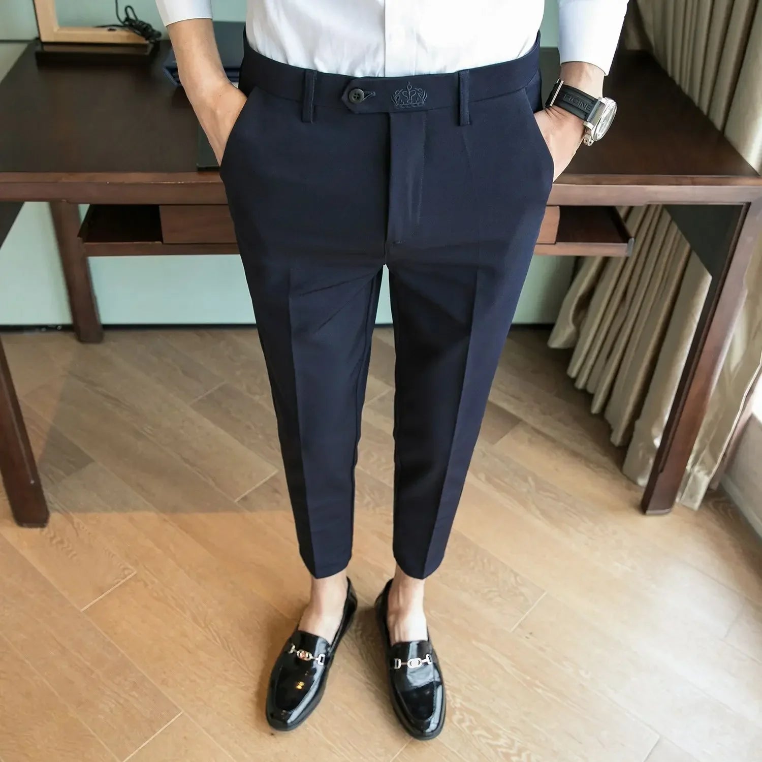 Straight Draped Man Suits Pants Work Trousers for Men Office Fluid New In High Quality Chinese Homme Summer 2025 Up Dress Fabric