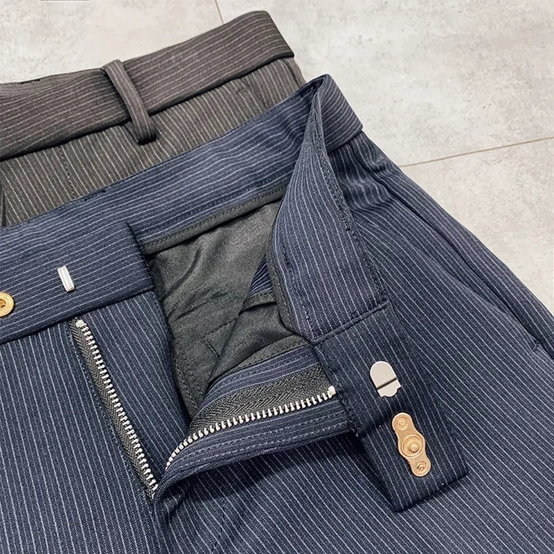 Suit Trousers for Men Dress Pants Autumn New Pinstripe High Quality Business Casual Fashion Men's Clothing Full Length Pants