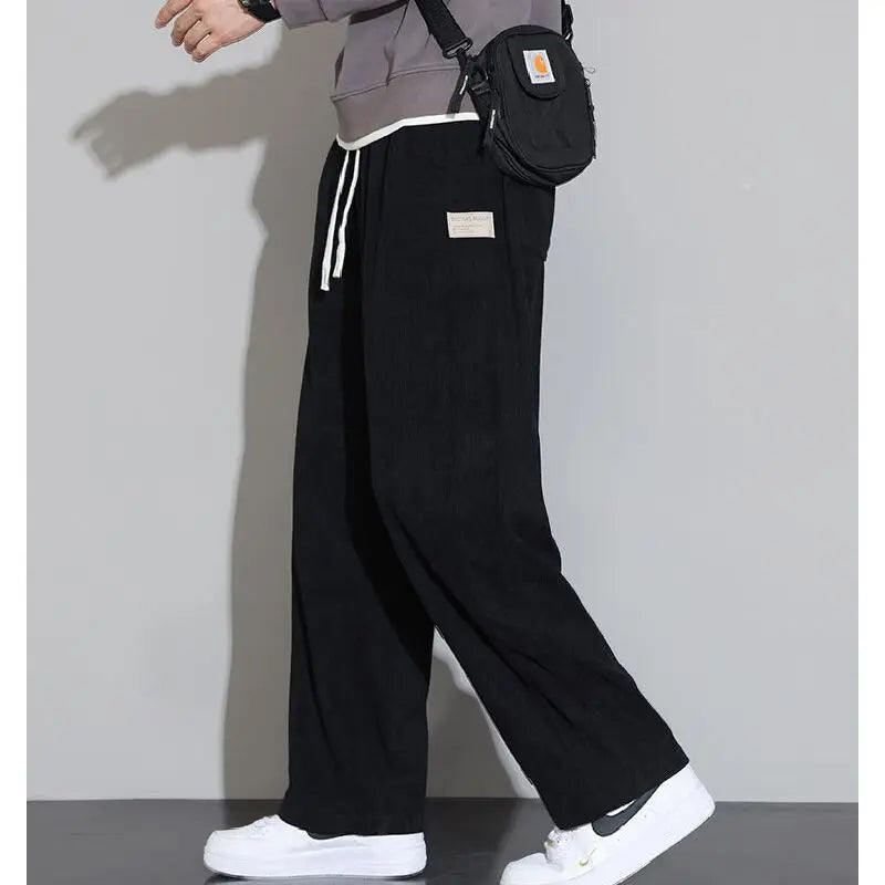 Corduroy Pants for Men 2025 Casual Wide Leg Trousers Soft Loose Fit Straight Pants Men Autumn Lounge Corduroy Trousers