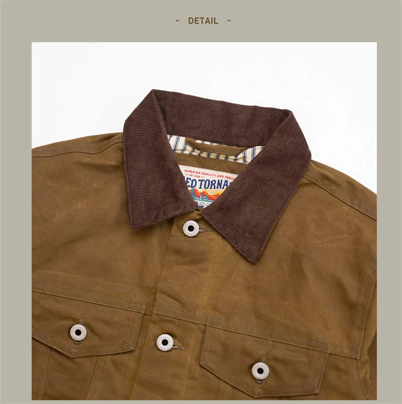 Red Tornado Classic Type 3 Waxed Trucker Jacket American Casual Style Work Wear Coat