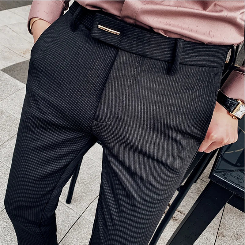 Suit Trousers for Men Dress Pants Autumn New Pinstripe High Quality Business Casual Fashion Men's Clothing Full Length Pants