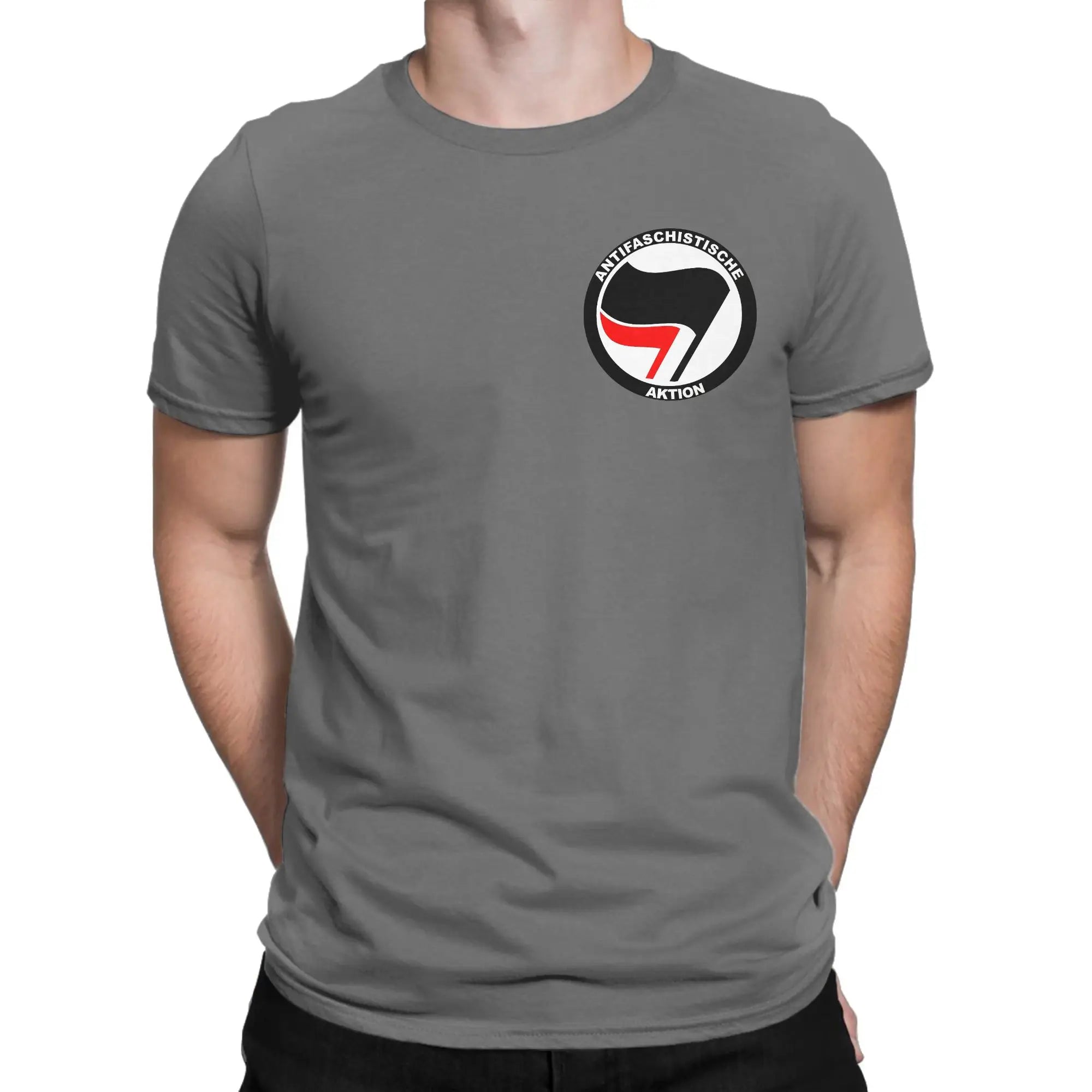 Man T-Shirt Anti Fascist Logo T Shirts Trendy Cool  Summer Tees Y2K Funny Custom DIY Cotton Tops Birthday Present