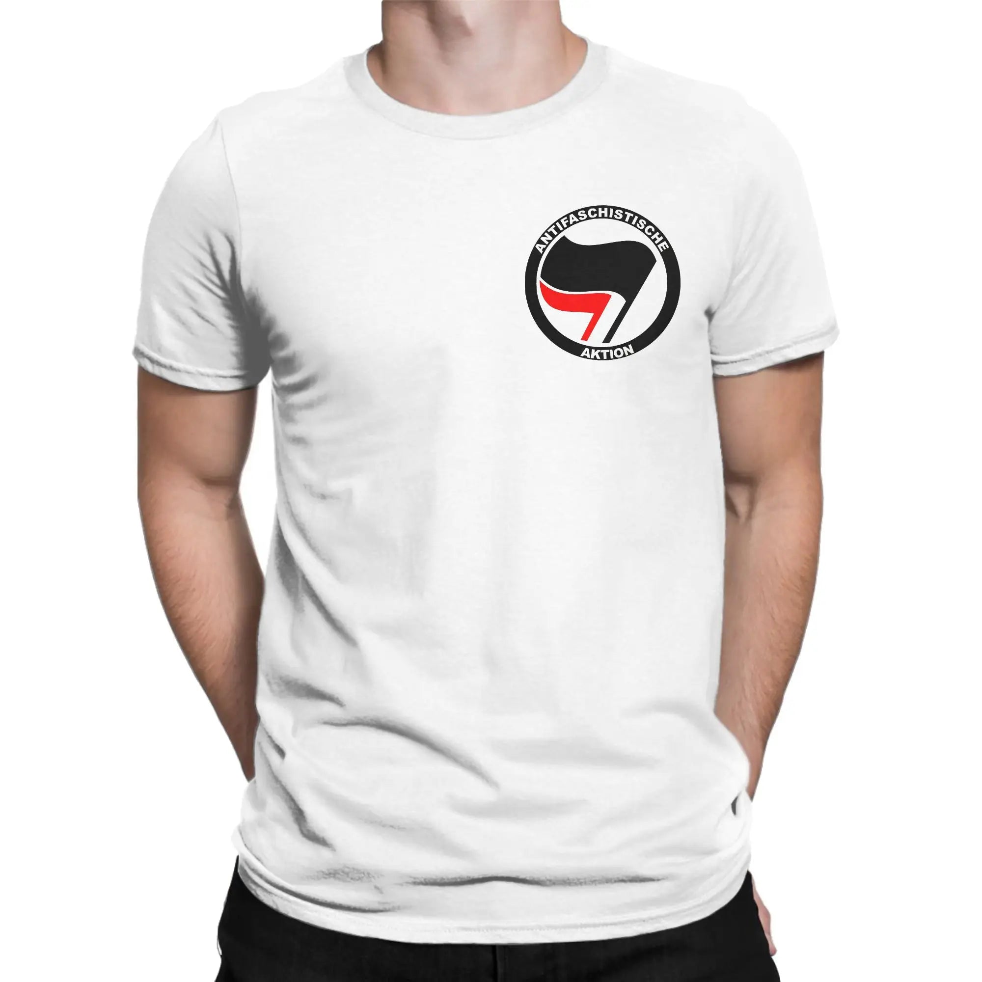 Man T-Shirt Anti Fascist Logo T Shirts Trendy Cool  Summer Tees Y2K Funny Custom DIY Cotton Tops Birthday Present