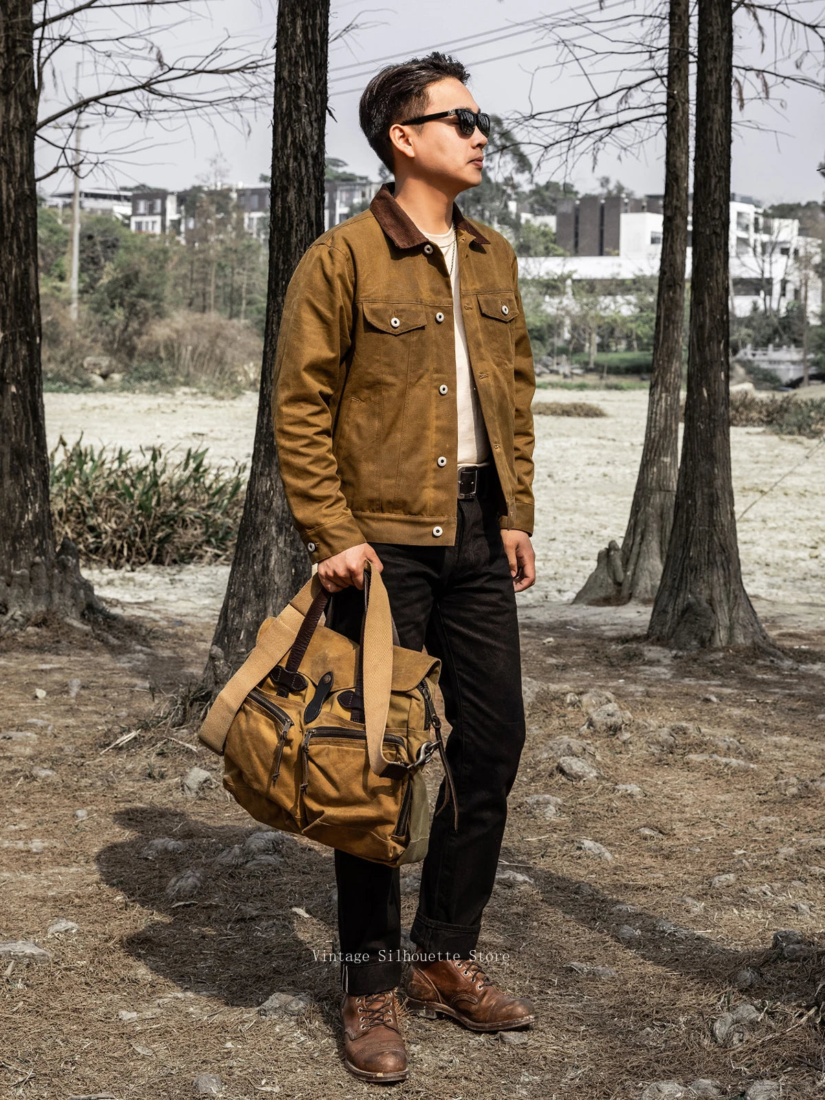 Red Tornado Classic Type 3 Waxed Trucker Jacket American Casual Style Work Wear Coat