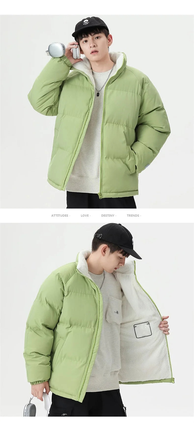 Winter Warm Stand Collar Men Parkas Thickened Windproof Male Cotton Jackets High Quality Korean Fashion Overcoats for Men Hot