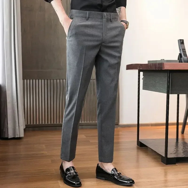 Straight Draped Man Suits Pants Work Trousers for Men Office Fluid New In High Quality Chinese Homme Summer 2025 Up Dress Fabric
