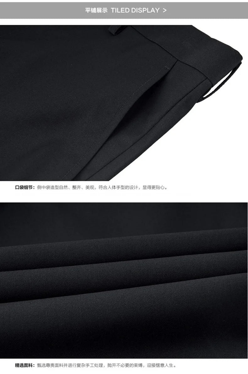 New Men's Dress Suit Pants Elastic Straight Formal Business Office Club Party Trousers for Men Solid Slim Casual Pants Oversize