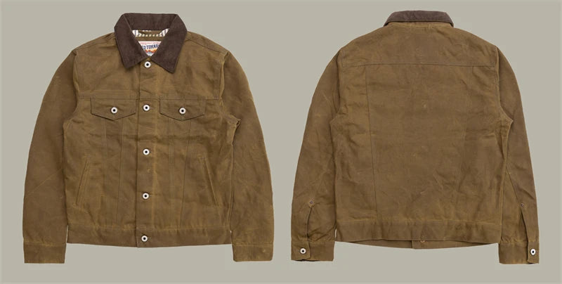 Red Tornado Classic Type 3 Waxed Trucker Jacket American Casual Style Work Wear Coat