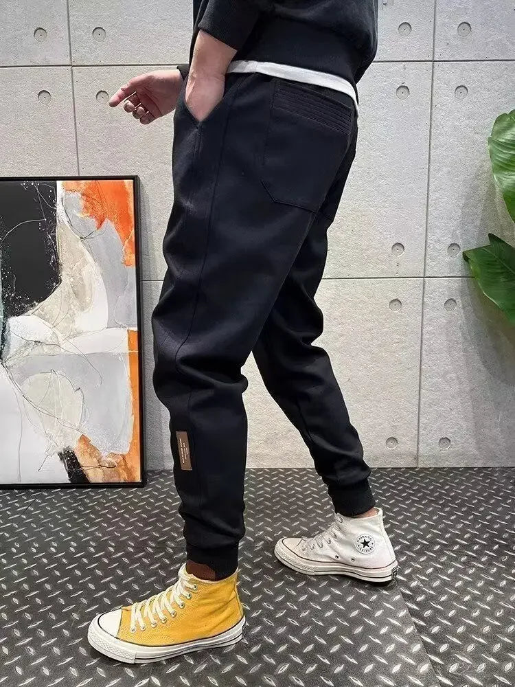 2025 New Tying Trousers for Men Versatile Embroidery Sports Versatile Trousers for Small Feet