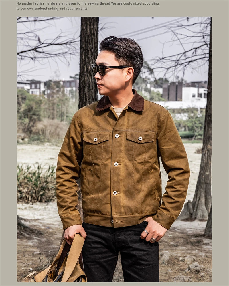 Red Tornado Classic Type 3 Waxed Trucker Jacket American Casual Style Work Wear Coat