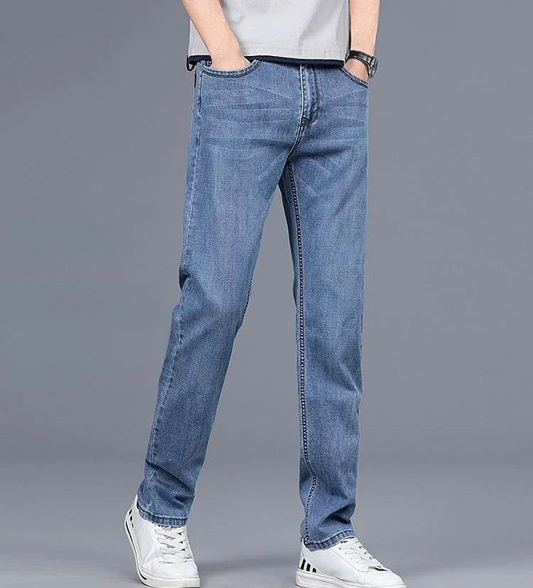 Men's Jeans Elastic Man Cowboy Pants Stretch Trousers Straight Light Blue Comfortable Xs 2025 Fashion Washed Y2k Streetwear