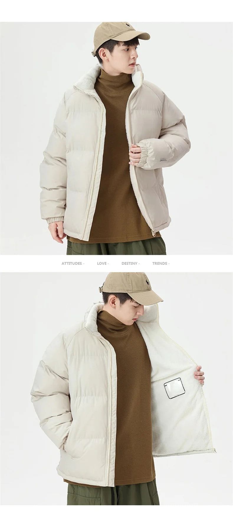 Winter Warm Stand Collar Men Parkas Thickened Windproof Male Cotton Jackets High Quality Korean Fashion Overcoats for Men Hot