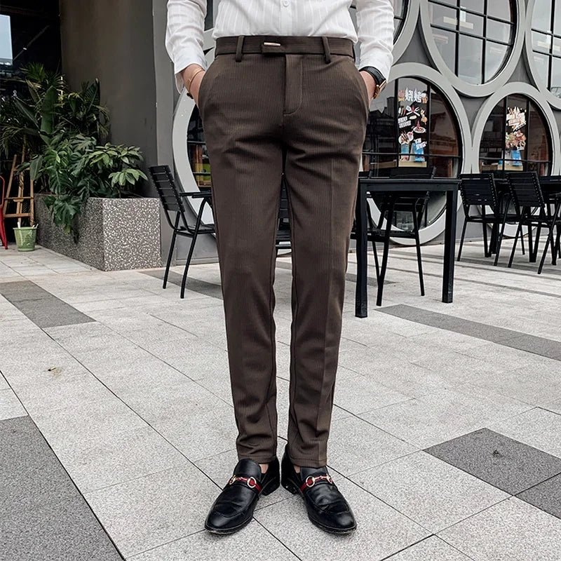 Suit Trousers for Men Dress Pants Autumn New Pinstripe High Quality Business Casual Fashion Men's Clothing Full Length Pants