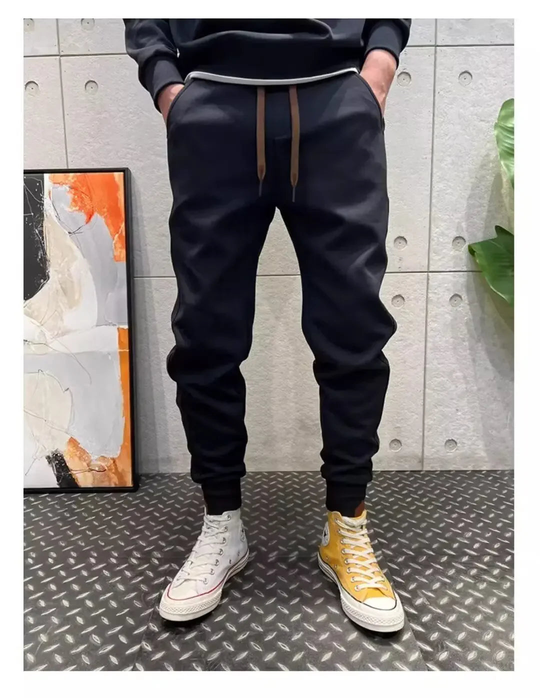 2025 New Tying Trousers for Men Versatile Embroidery Sports Versatile Trousers for Small Feet