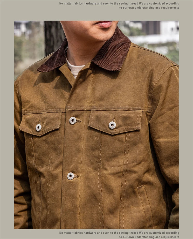 Red Tornado Classic Type 3 Waxed Trucker Jacket American Casual Style Work Wear Coat