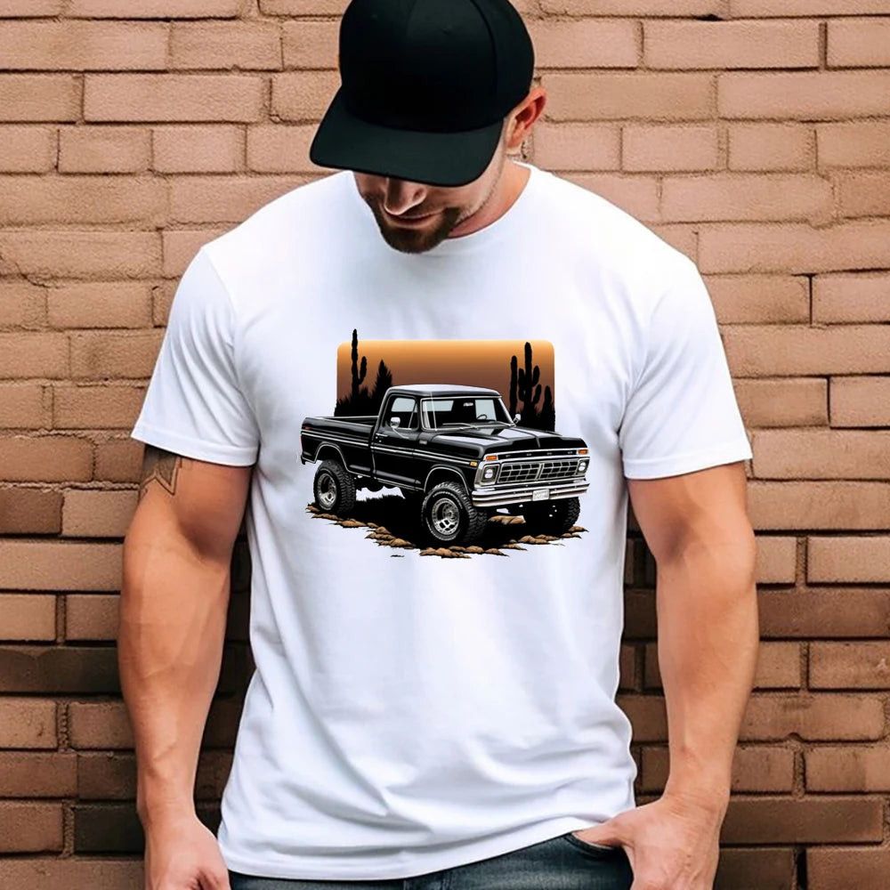 Male T Shirt Vintage Muscle Car Printed Men T-Shirt Cool Tops Men's Clothing Hipster Streetwear