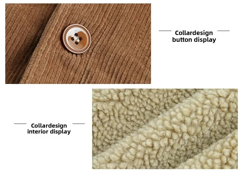 Male Cotton Jackets Padded Warm Loose Parka Coat Corduroy Short Jacket Man Solid Zip Windbreaker Winter Men's Fleece Jacket