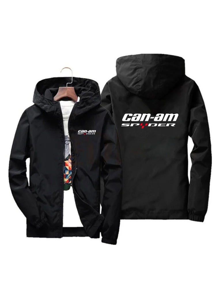 2025 Spring and Autumn New Brp Can am Car Logo Printed Men's Jacket Casual Hooded Zipper Outdoor Sports Fashion Business
