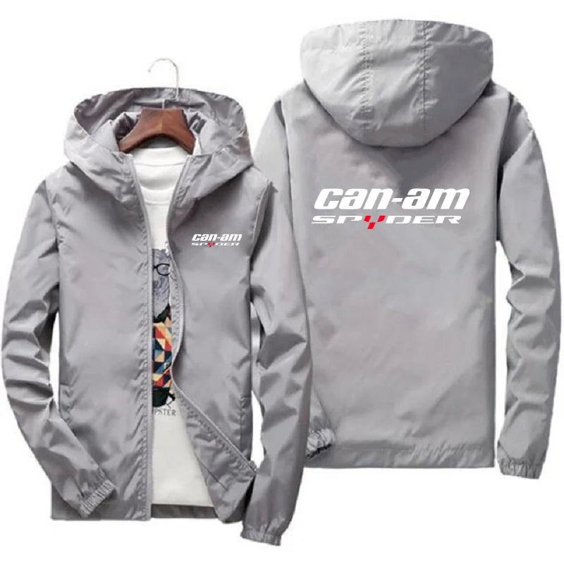 2025 Spring and Autumn New Brp Can am Car Logo Printed Men's Jacket Casual Hooded Zipper Outdoor Sports Fashion Business
