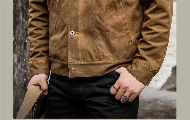 Red Tornado Classic Type 3 Waxed Trucker Jacket American Casual Style Work Wear Coat