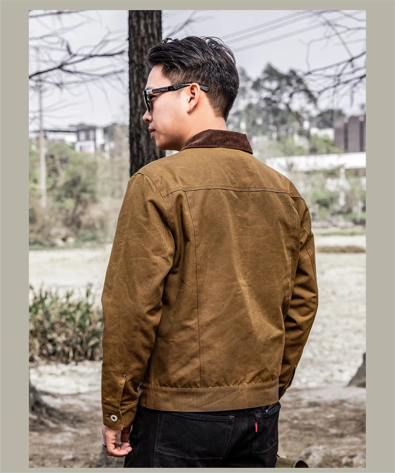 Red Tornado Classic Type 3 Waxed Trucker Jacket American Casual Style Work Wear Coat