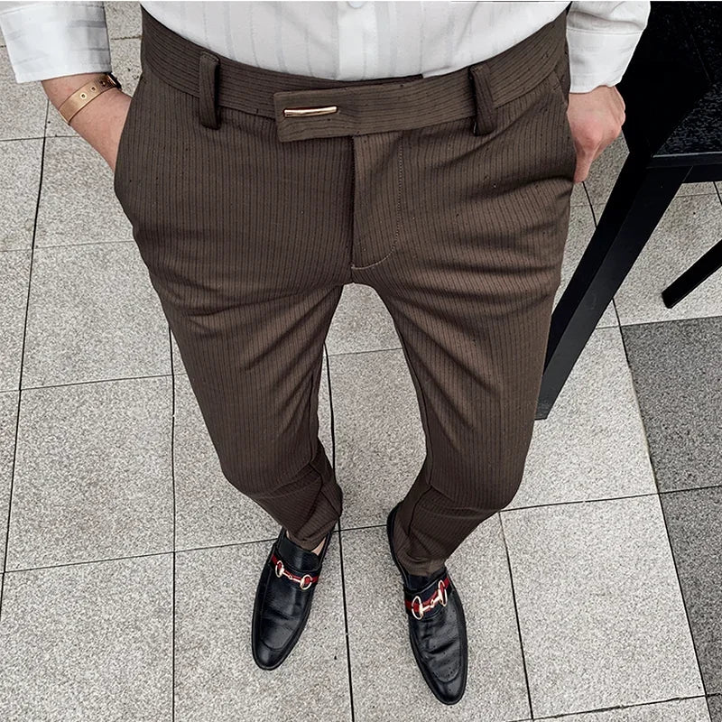 Suit Trousers for Men Dress Pants Autumn New Pinstripe High Quality Business Casual Fashion Men's Clothing Full Length Pants