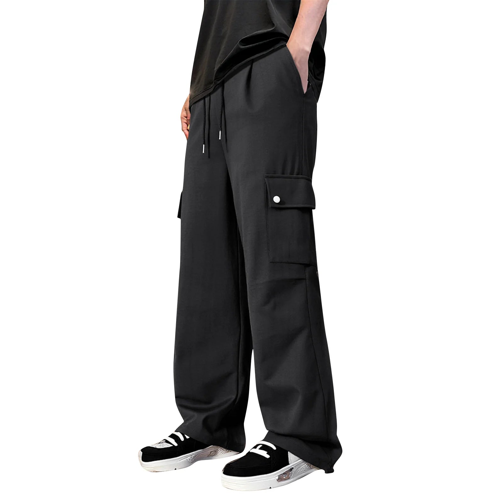 Men'S Casual Fashion Work Trousers Solid Color Multi-Color Loose Pocket Work Trousers Men'S Home Trousers Nine-Point Trousers