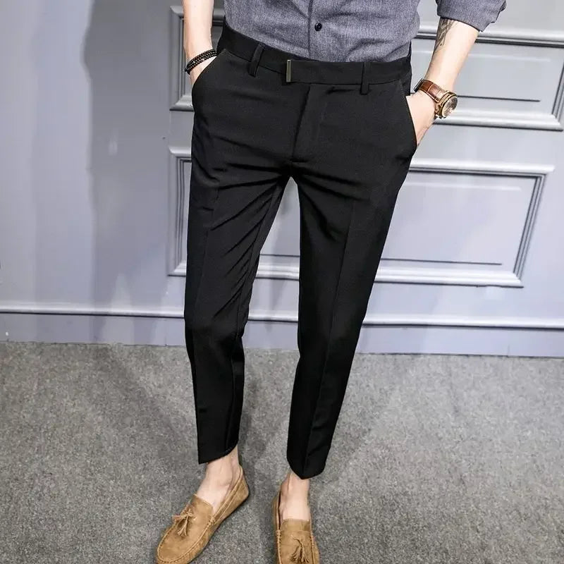 Straight Draped Man Suits Pants Work Trousers for Men Office Fluid New In High Quality Chinese Homme Summer 2025 Up Dress Fabric
