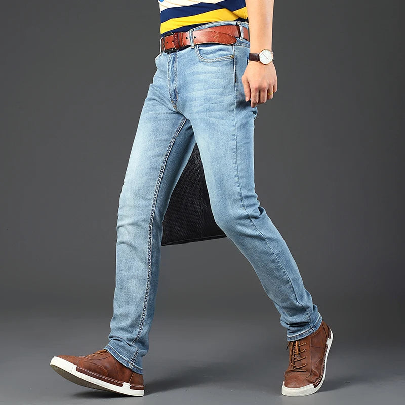 Classic Business Casual Jeans Men 2025 New Fashion Retro Slim Stretch Denim Trousers Male High Quality Luxury Pants Men Clothing