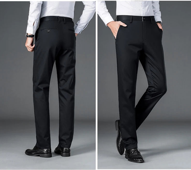 Men's lightweight business casual pants with micro elasticitymen's quick drying pantsnew straight leg office black deep bluepant