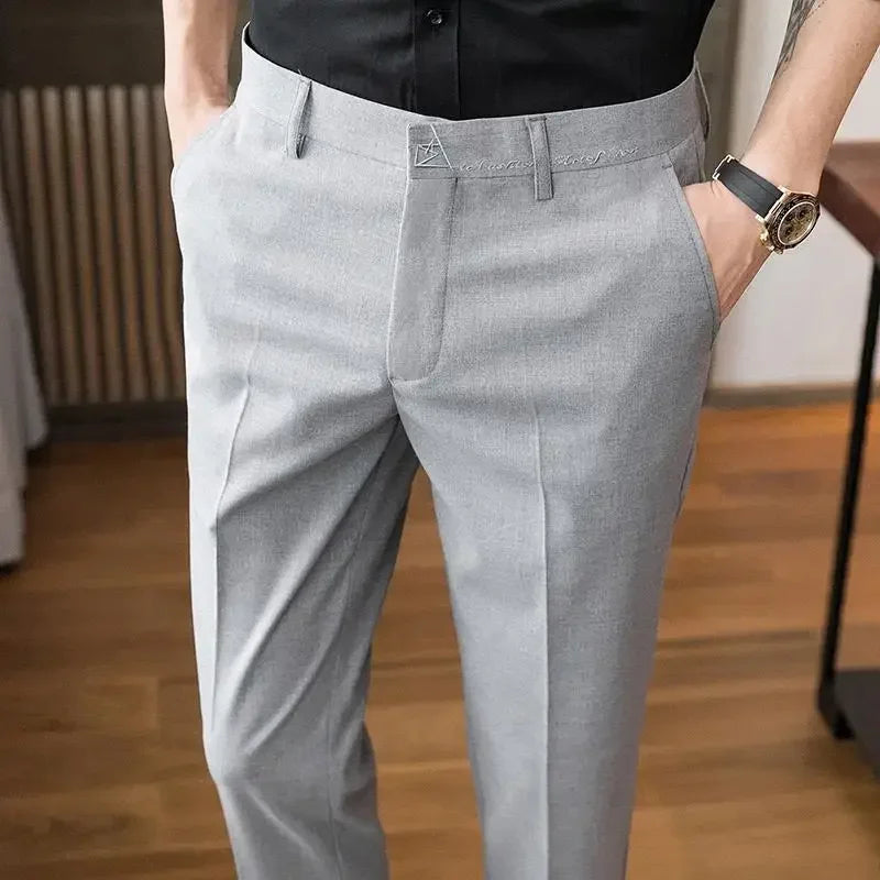 Straight Draped Man Suits Pants Work Trousers for Men Office Fluid New In High Quality Chinese Homme Summer 2025 Up Dress Fabric
