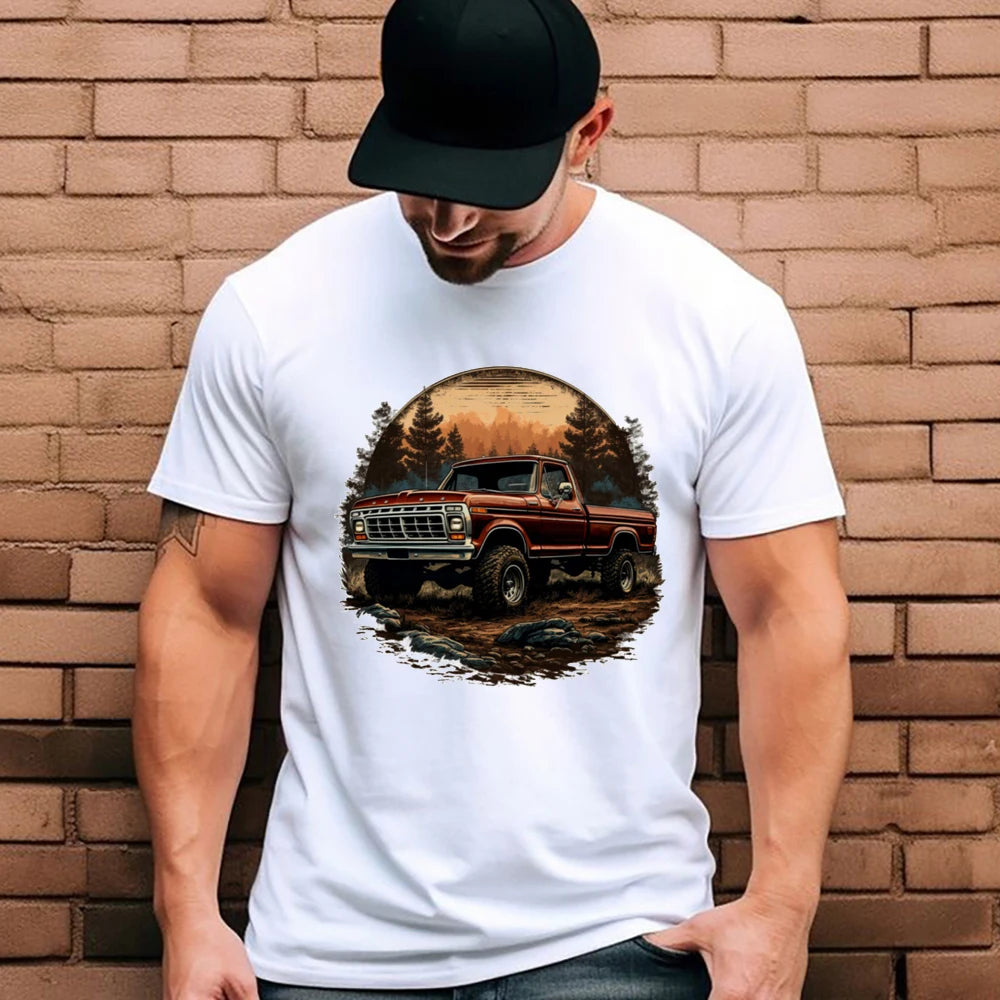 Male T Shirt Vintage Muscle Car Printed Men T-Shirt Cool Tops Men's Clothing Hipster Streetwear