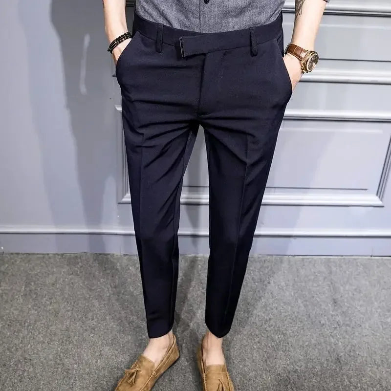Straight Draped Man Suits Pants Work Trousers for Men Office Fluid New In High Quality Chinese Homme Summer 2025 Up Dress Fabric