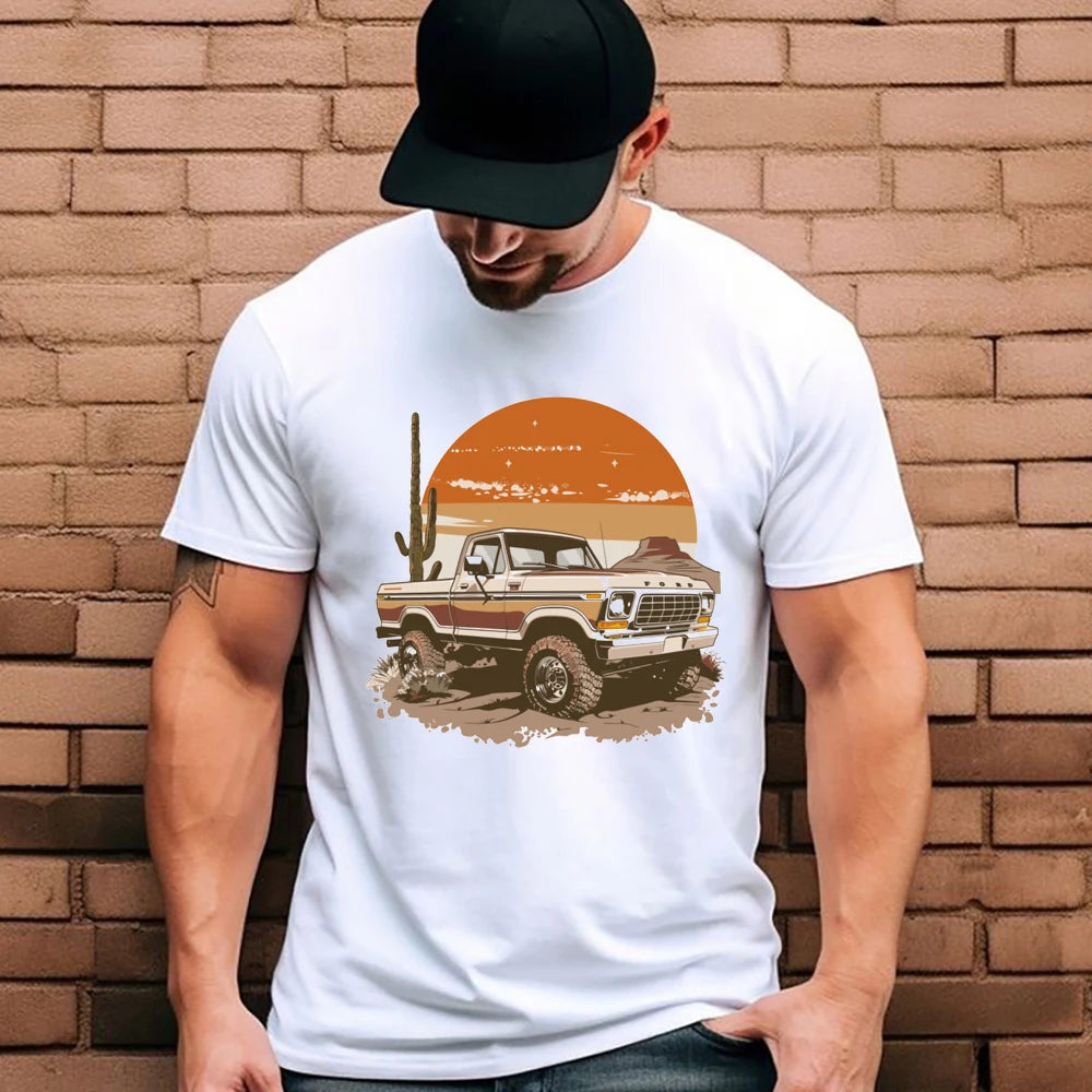 Male T Shirt Vintage Muscle Car Printed Men T-Shirt Cool Tops Men's Clothing Hipster Streetwear