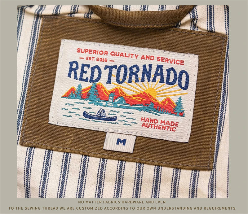 Red Tornado Classic Type 3 Waxed Trucker Jacket American Casual Style Work Wear Coat